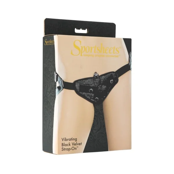 Vibrating Velvet Harness Strap On Harness Black