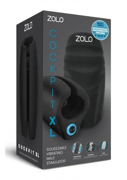 Zolo Cockpit Vibrating Male Stimulator Stroker XL Black