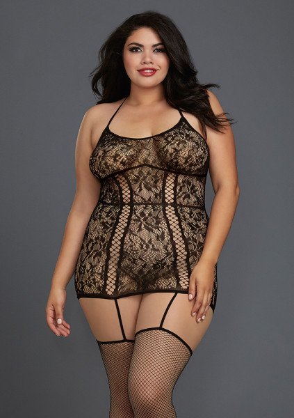 Queen Size Lace Garter - Black - Hot Steamy Lingerie