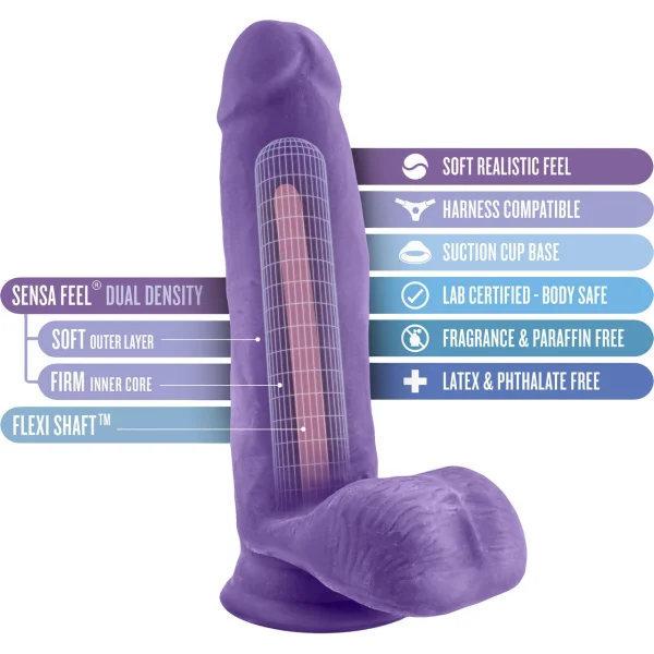 Au Naturel Bold Pleaser 7 Inch Sensa Feel Dual Density Dildo By Blush - Purple