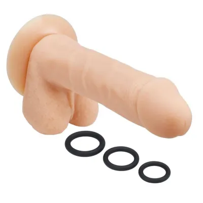 Pro Sensual Premium Silicone 8 Inch Dong With 3 Cockrings Flesh