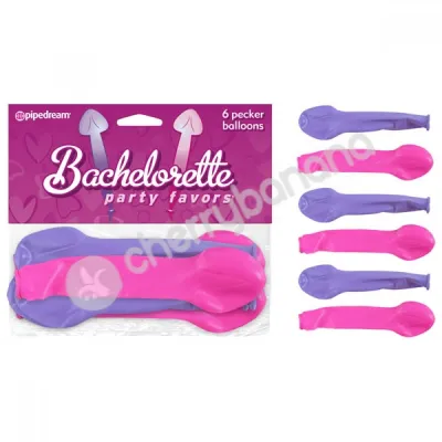 Bachelorette Party Favors Pink Purple Pecker Balloons 6 Pack