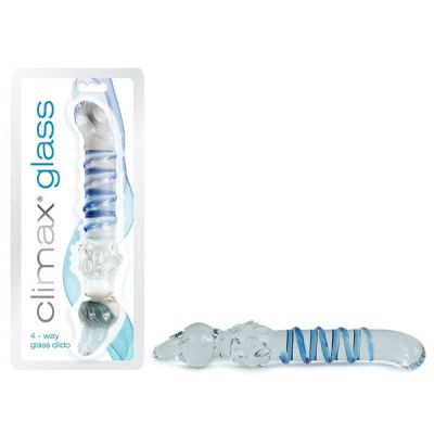 Multi Textured 4 Way Glass Dildo