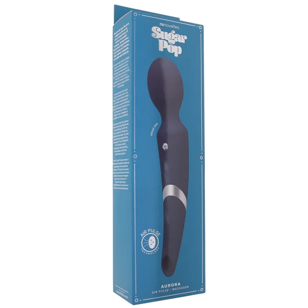 Sugar Pop Aurora Silicone Pressure Wave Clitoral Stimulator & Wand Style Vibrator - Blue