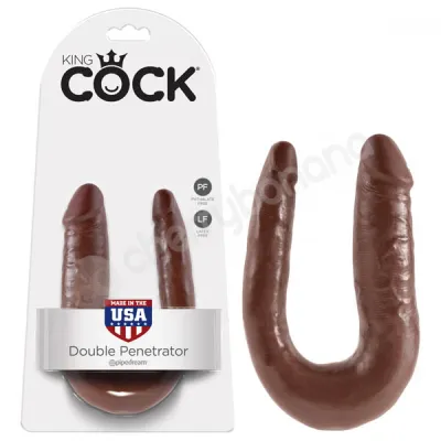 King Cock Brown U shaped Small Double Trouble Dildo