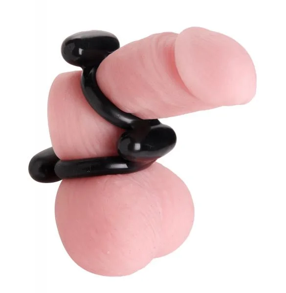 Dual Stretch To Fit Cock And Ball Ring - Black
