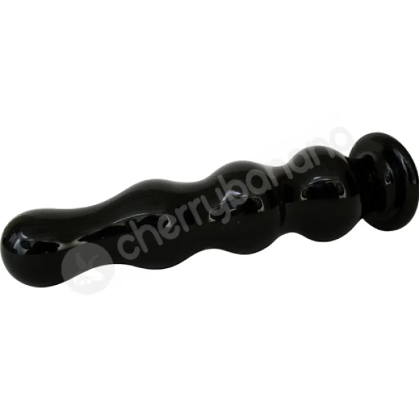 Crystal Ripples Black Rippled Butt Plug