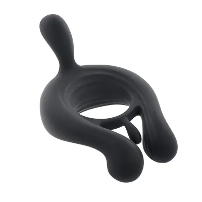 Cock Rings Playboy Triple Play Rechargeable Remote Controlled Vibrating Silicone Cockring With Stimulator Black