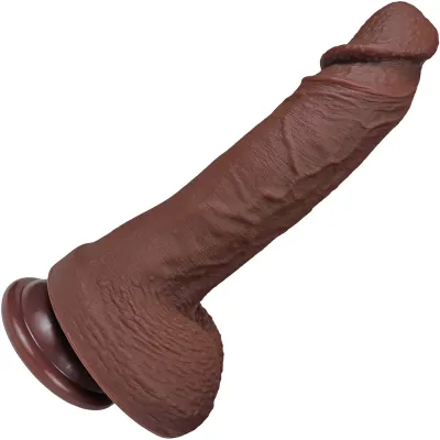 The Thriller 6 5 Inch Silicone Realistic Dildo With Balls Suction Cup Base By Fukena Chocolate