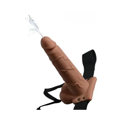 Fetish Fantasy 7 5in Hollow Squirting Strap on With Balls Tan