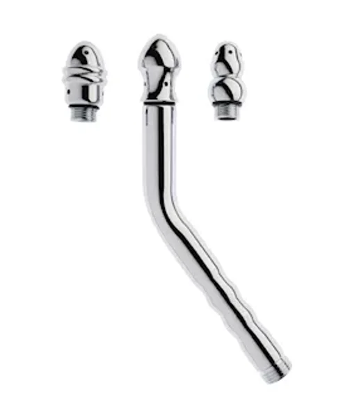 Kink Range Curved Enema Wand With Removeable Heads - 8.2 Inch - Silver — image 2 of 2
