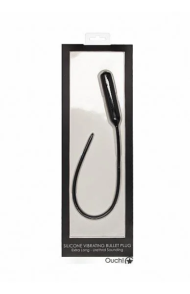 Vibrating Bullet Plug Extra Long Urethral Sound Black