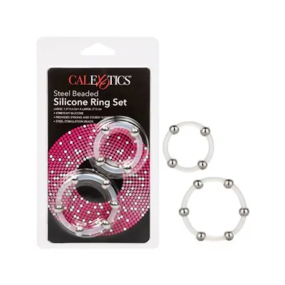 Steel Beaded Silicone C ring Set Of 2 Clear