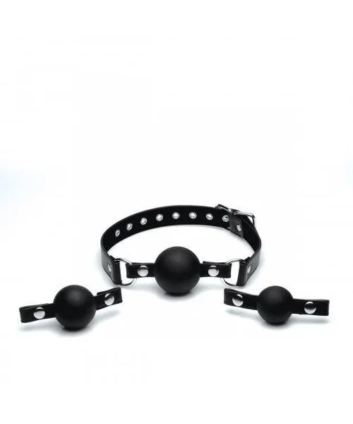 Strict Interchangeable Silicone Ball Gag Set Black