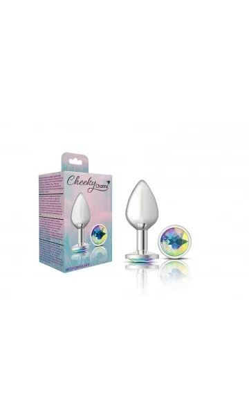 Cheeky Charms Silver Metal Butt Plug with Clear Gem
