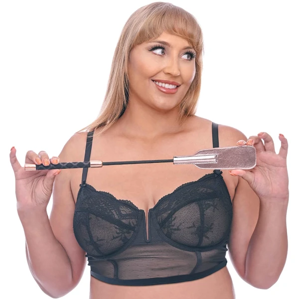 Sex & Mischief Brat Crop By Sportsheets - Rose Gold & Black