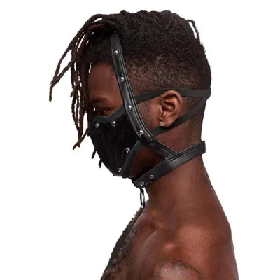 Male Power Fetish Triton Black OS Bondage Face Mask