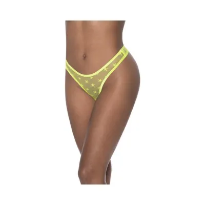 Women s Lingerie Magic Silk Love Star High Leg High Waist Micro Tanga Neon Chartreuse L xl