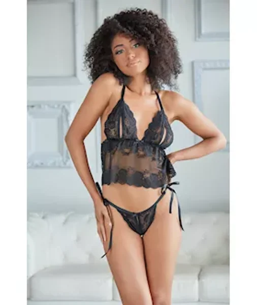 Allure Gigi Baby Doll And Panty Set - Black - S/m — image 2 of 4