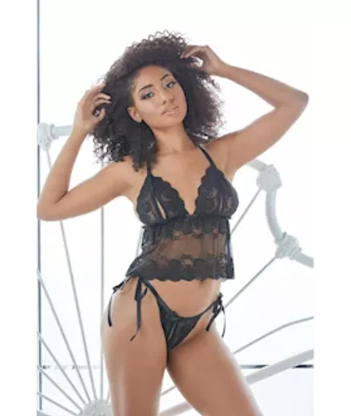 Allure Gigi Baby Doll And Panty Set - Black - S/m — image 4 of 4