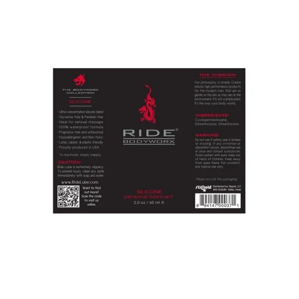 Sliquid Ride Bodyworx Lube Silicone