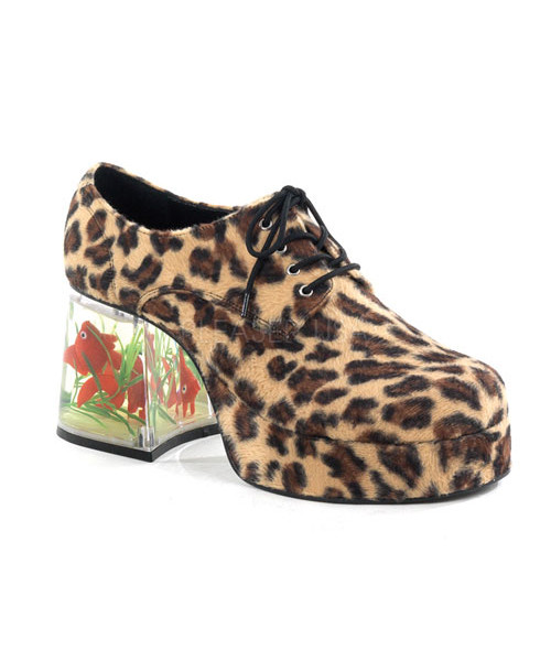 PIMP-02 - Disco Cheetah Fur Men' Platform W / Floating Fish , 3 1/2"