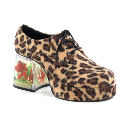 PIMP 02 Disco Cheetah Fur Men Platform W Floating Fish 3 1 2
