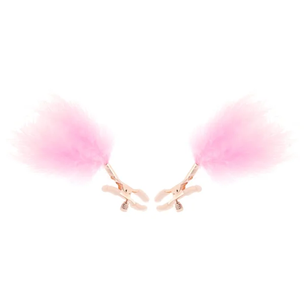 Bound Adjustable F1 Feather Nipple Clamps by NS Novelties - Rose Gold & Pink
