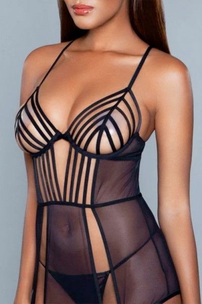 Be Wicked Jessica Striped Sheer Chemise