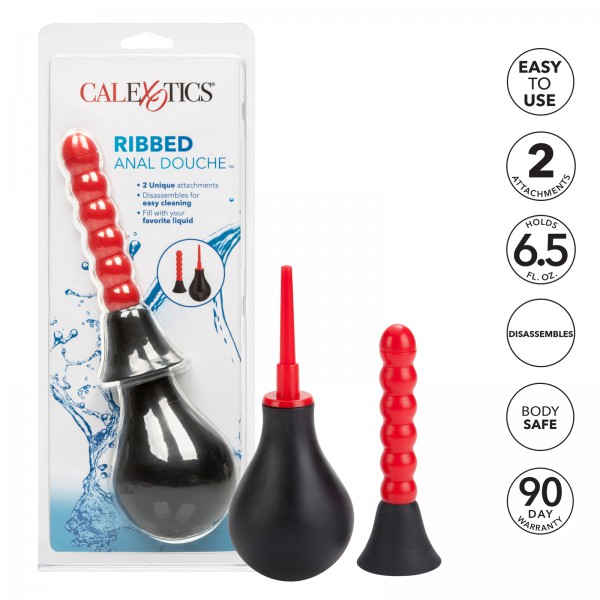 California Exotic Ribbed Anal Douche with 2 Attachments