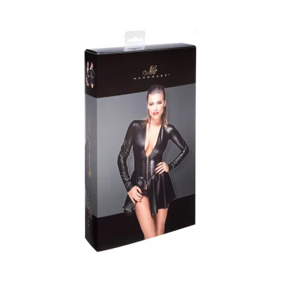 Noir Handmade Powerwetlook Minidress With Corset L