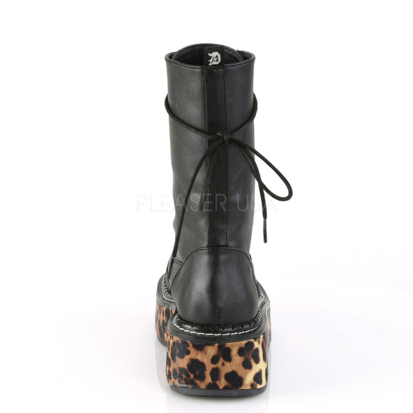 2 inches Platform Calf High Lace-Up Boot W/ Outer Metal Zipper
