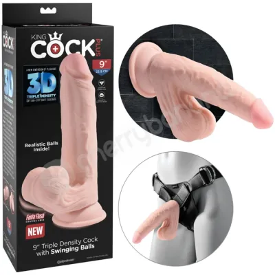 King Cock Plus 9 3D Triple Density Dildo With Swinging Balls