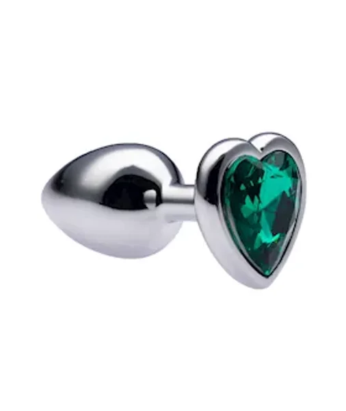 Kink Range Alloy Love Heart Gemmed Butt Plug - 2.7 Inch - Green - Small — image 4 of 6