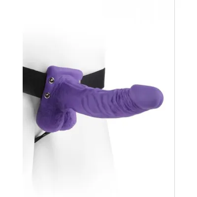 Fetish Fantasy 7 Inches Hollow Strap On Balls Purple