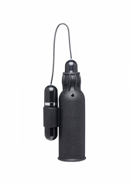 Lightning Stroke Silicone Stroker with Vibrating Bullet - Black - Fleshlight Wank