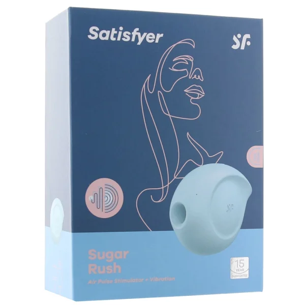 Satisfyer Sugar Rush Pressure Wave Rechargeable Waterproof Clitoral Stimulator - Blue
