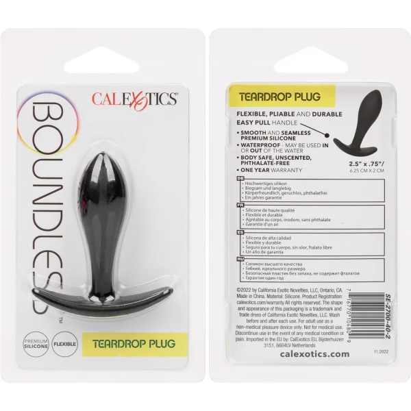 Boundless Teardrop Plug Silicone Butt Plug By CalExotics - Black