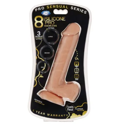 Cloud 9 Pro Sensual Premium Silicone Dong W 3 C Rings Tan 8 inch