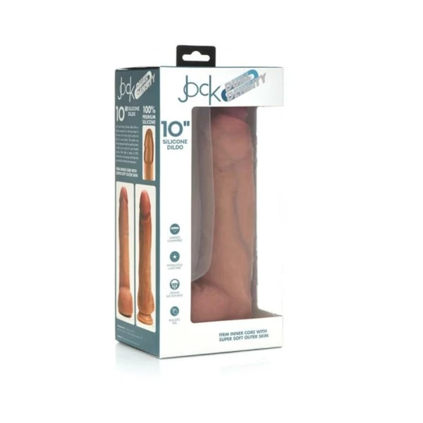 : Jock Dual Density Silicone Dildo With Balls 10in Light