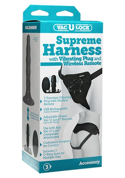 Vac-U-Lock Supreme Harness with Vibrating Plug