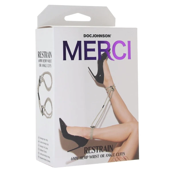 Merci - Restrain - 6mm Hemp Wrist or Ankle Cuffs — image 5 of 6