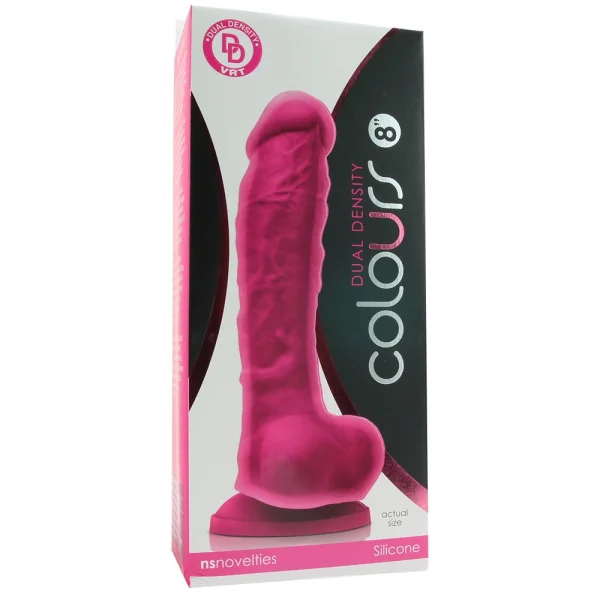 Colours Dual Density 8 Inch Silicone Suction Cup Dildo - Pink