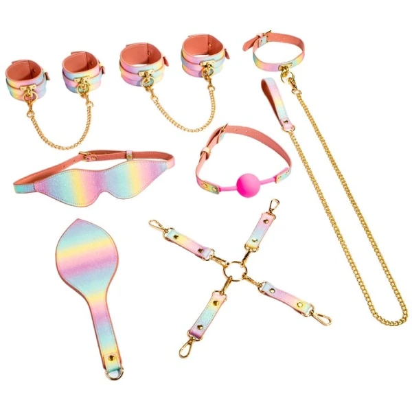 Bondara Luxe Sugar Rush Rainbow Glitter 7 Piece Bondage Set