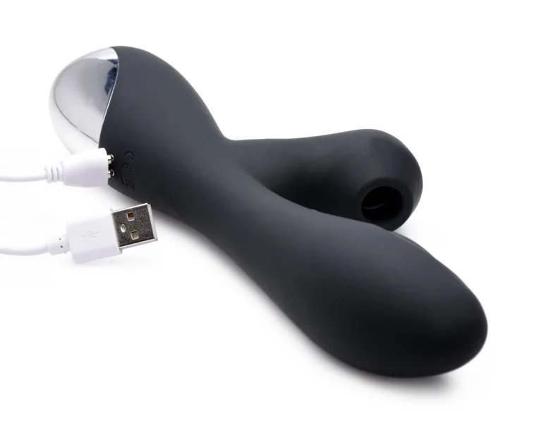 Shegasm 5 Star 10x Silicone Suction & Pulsing Rabbit - Black