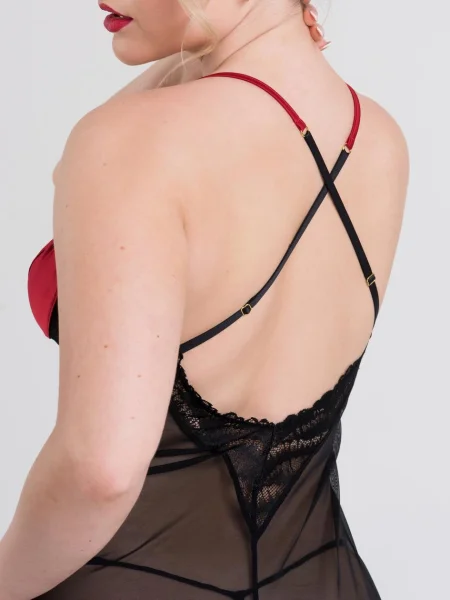 Lovehoney Empress Red Satin and Mesh Long Slip