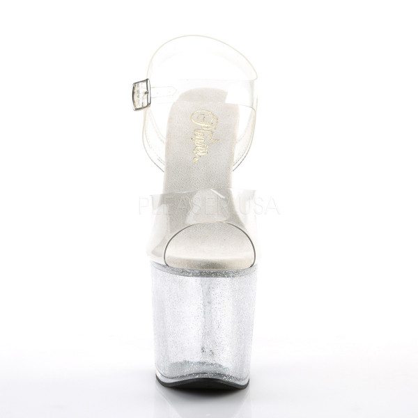 7 1/2 inches Heel, 3 1/2 inches PF Ankle Strap Sandal W/Glitters — image 6 of 8