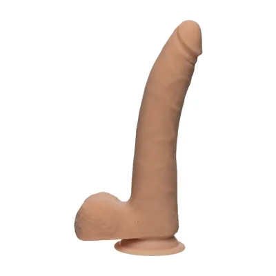 The D The Realistic D Slim Dildo With Balls Tan 9 Inch