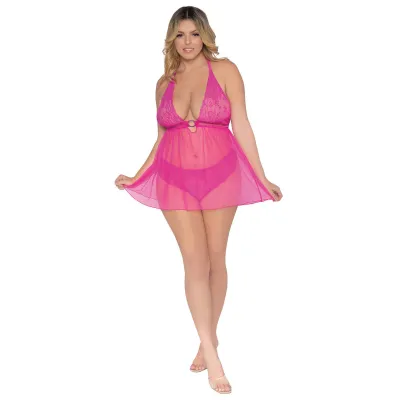 Babydoll and G String Queen Size Paradise Pink