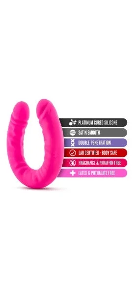 Blush Ruse Hot Pink 18 inch Silicone Slim Double Dong